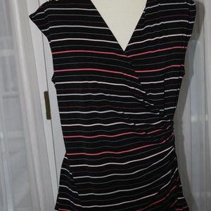 Ann Taylor Black Stripped V-Neck top